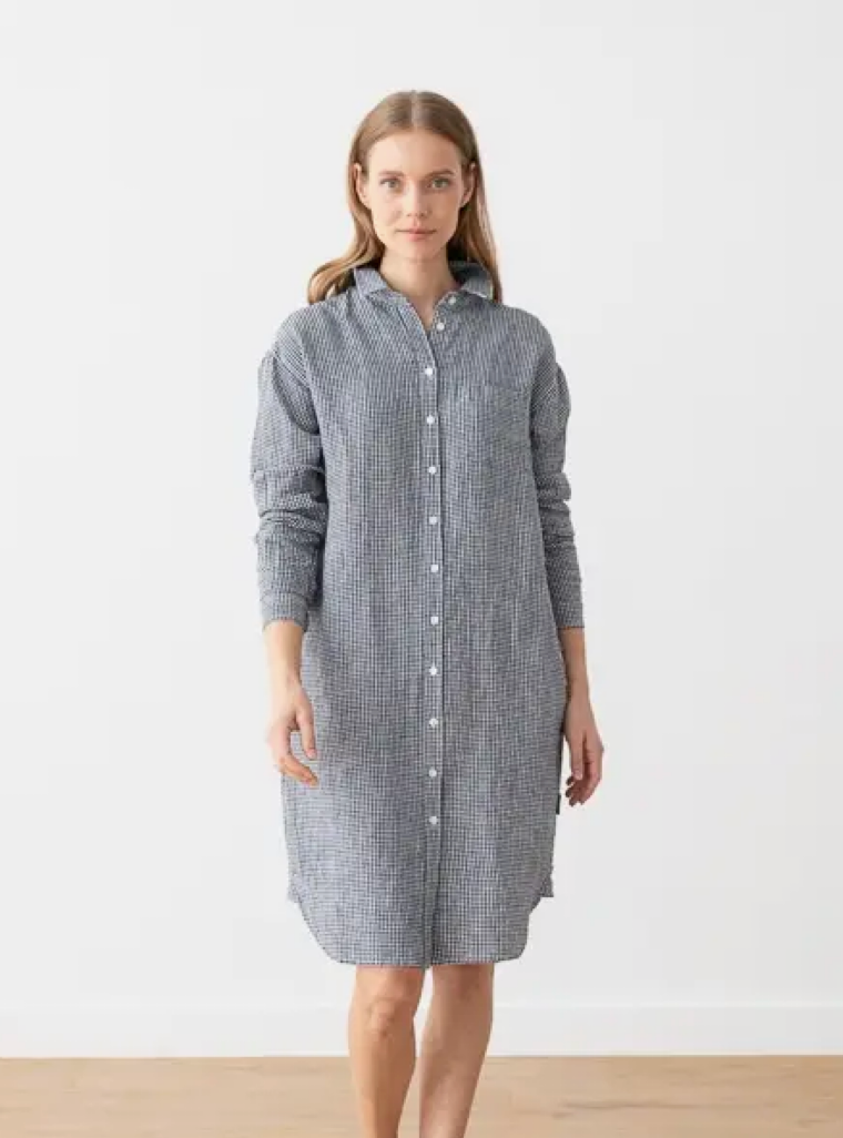 chinese dress ladies Belinda Linen Shirt Dress-Navy main image 1