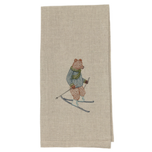 Load image into Gallery viewer, TEA TOWEL - DOWNHILL BEAR