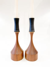 Load image into Gallery viewer, PAIR OF CANDLESTICKS - WALNUT &amp; BLACK