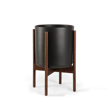 Load image into Gallery viewer, BLACK PLANTERS WITH DARK TEAK BASE