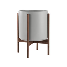 Load image into Gallery viewer, GREY PLANTERS WITH  DARK TEAK BASE