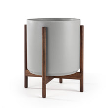Load image into Gallery viewer, GREY PLANTERS WITH  DARK TEAK BASE