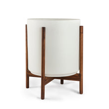 Load image into Gallery viewer, WHITE PLANTERS WITH TEAK BASE