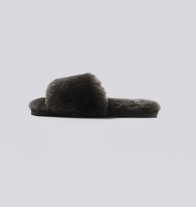 Sheepskin Fuzzy Slippers - Grey