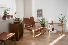 Load image into Gallery viewer, OAK & LEATHER BUCKLE CHAIR - CARAMEL