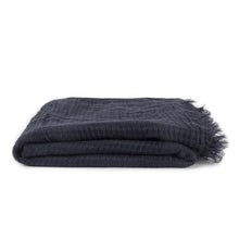 Load image into Gallery viewer, SIMPLE LINEN THROW BLANKET - NAVY