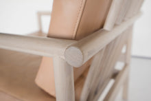 Load image into Gallery viewer, OAK &amp; LEATHER LOUNGE CHAIR - NUDE