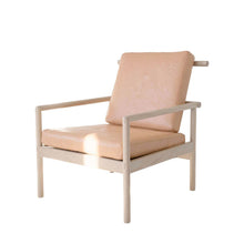 Load image into Gallery viewer, OAK &amp; LEATHER LOUNGE CHAIR - NUDE