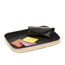 Load image into Gallery viewer, LARGE LEATHER &amp; WOOL TRAY - HEATHER BLACK