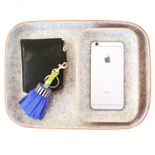 Load image into Gallery viewer, LARGE LEATHER & WOOL TRAY - GRANITE