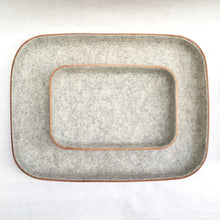 Load image into Gallery viewer, LARGE LEATHER & WOOL TRAY - GRANITE