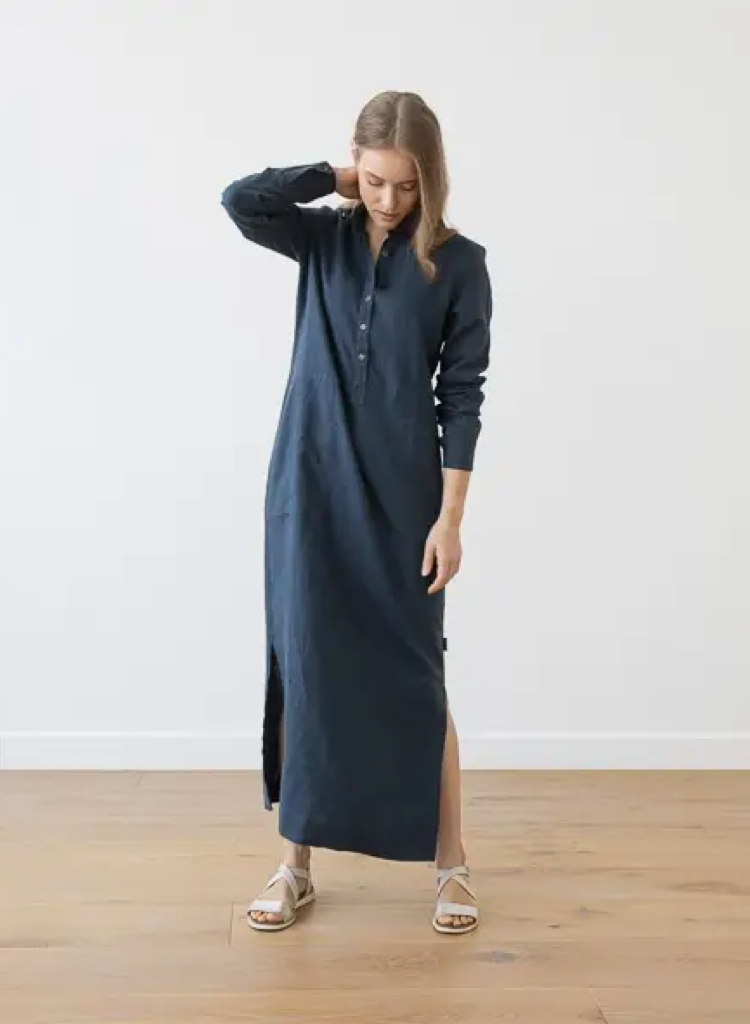 LINEN DRESS - INDIGO LONG Super Simple LINEN DRESS - INDIGO LONG Super Simple