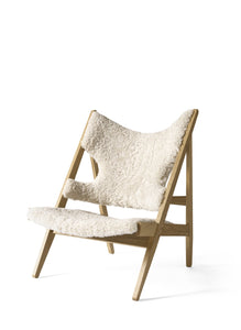 Knitting Chair, Natural Oak Sheepskin Upholstery