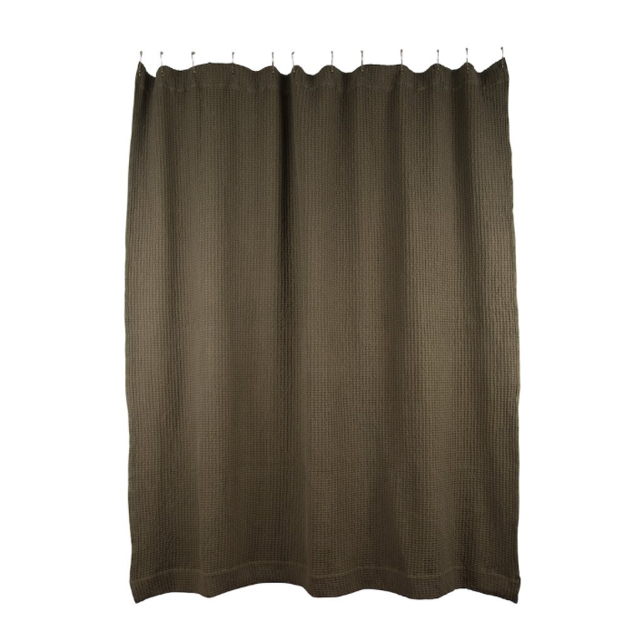 SIMPLE WAFFLE SHOWER CURTAIN - OLIVE