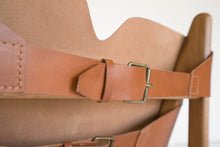 Load image into Gallery viewer, OAK &amp; LEATHER BUCKLE CHAIR - CARAMEL
