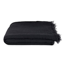 Load image into Gallery viewer, SIMPLE LINEN THROW BLANKET - BLACK