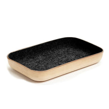 Load image into Gallery viewer, SMALL LEATHER &amp; WOOL TRAY - HEATHER BLACK