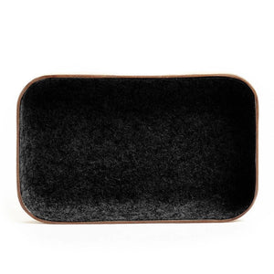 SMALL LEATHER & WOOL TRAY - HEATHER BLACK