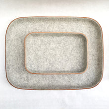 Load image into Gallery viewer, SMALL LEATHER &amp; WOOL TRAY - GRANITE