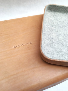 SMALL LEATHER & WOOL TRAY - GRANITE