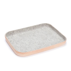 LARGE LEATHER & WOOL TRAY - GRANITE
