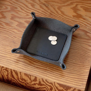 LEATHER & WOOL VALET TRAY - CHARCOAL
