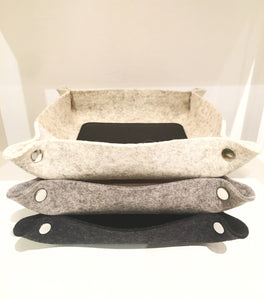 LEATHER & WOOL VALET TRAY - HEATHER WHITE