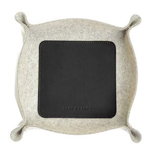 LEATHER & WOOL VALET TRAY - HEATHER WHITE